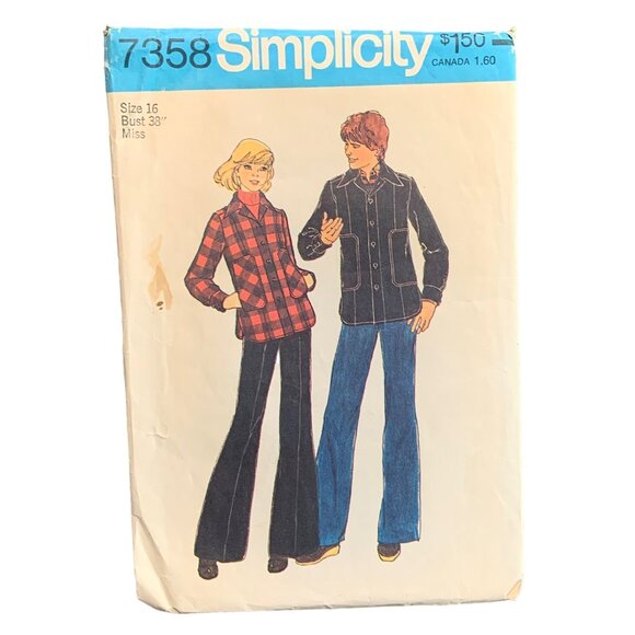 Vintage Simplicity 7358 Pattern Misses Unlined Jacket Sz 16 - Picture 1 of 2